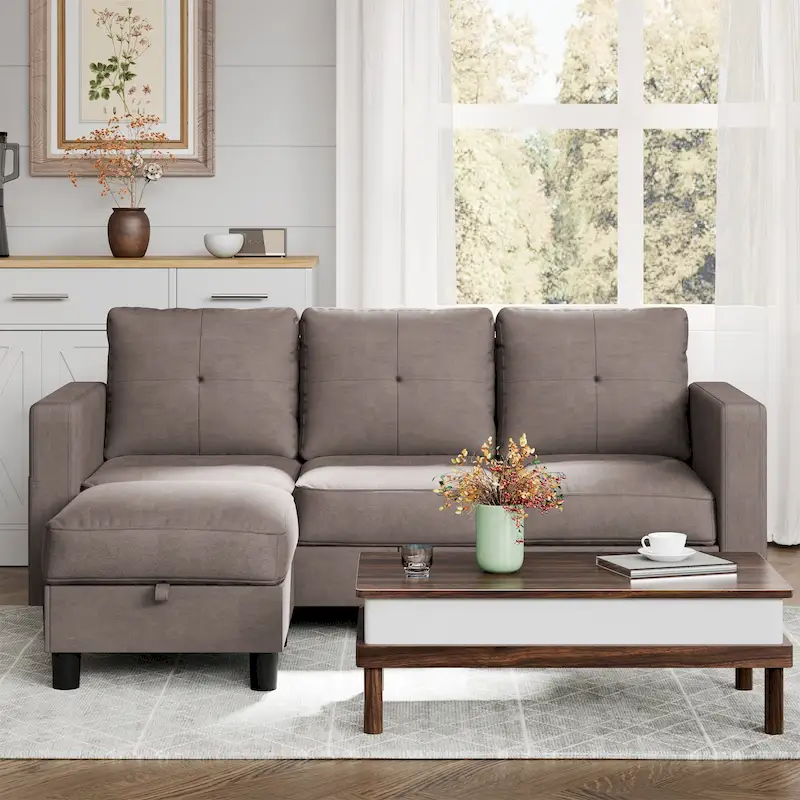 Futzca Modern L-shaped Convertible Sectional Sofa w/ Reversible Chaise