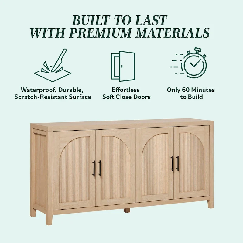 Middlebrook Modern 60-inch Reeded Sideboard with Arched Doors