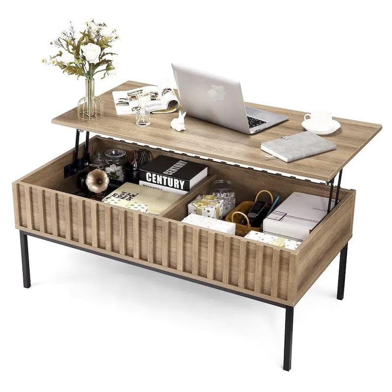 Wooden Coffee Table, Lift Top Coffee Table with Large Hidden Storage Compartment - 22*43