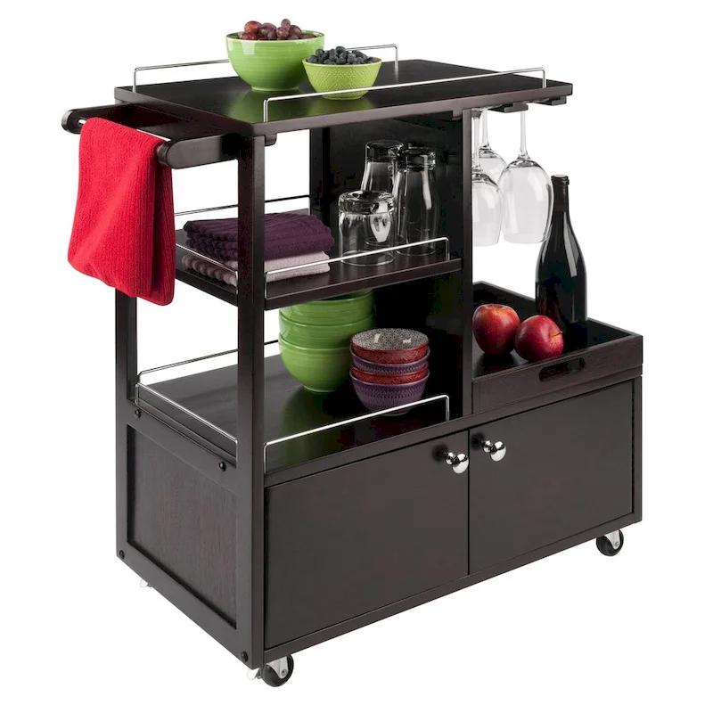 Galen Entertainment Cart, Espresso - 34.25 x 16.77 x 34.37 inches