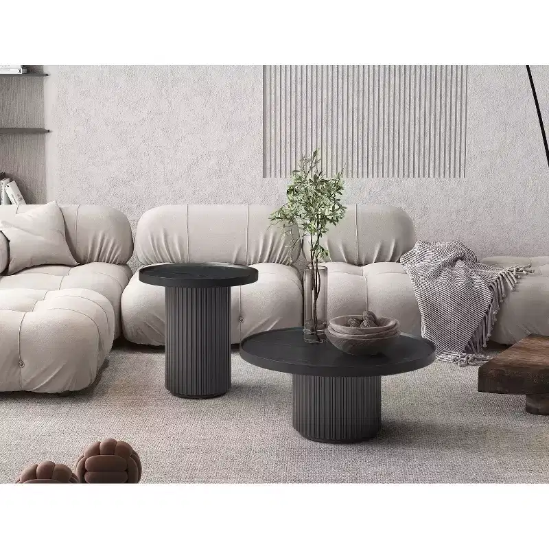 HomeStock 45 in.H Silver Color Round Wood Table Top End Table 1 -piece
