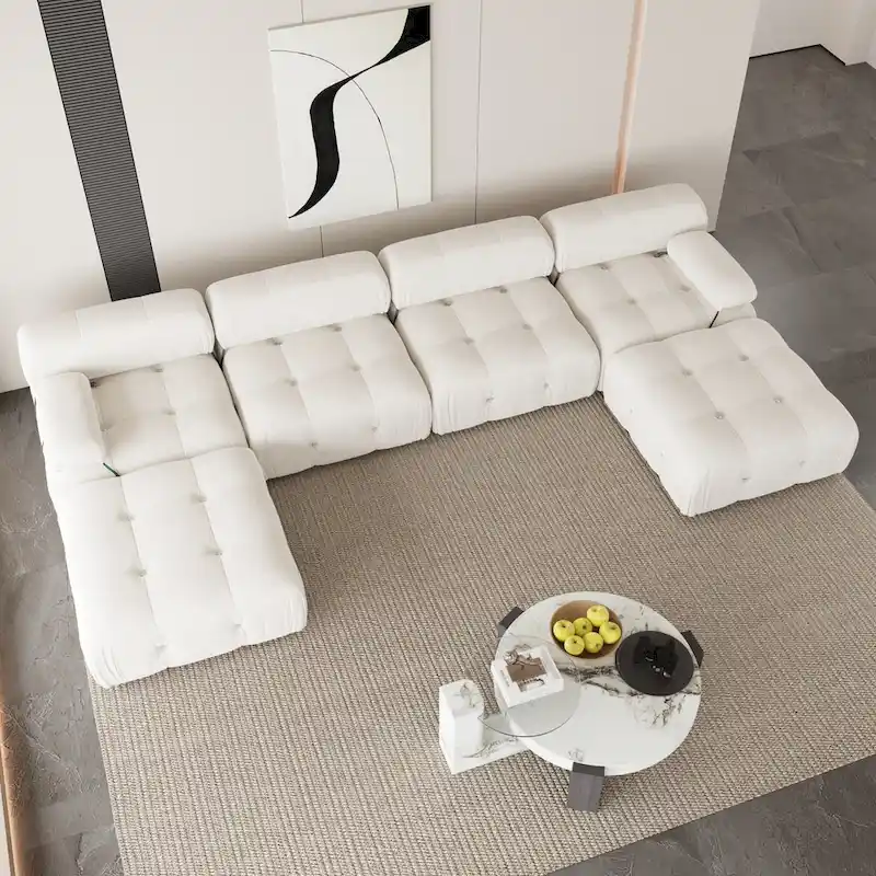 U-shaped Velvet Upholstery Sectional Modern Modular Couch