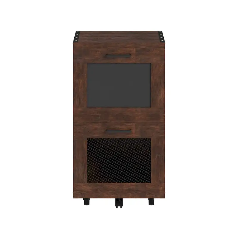 Rustic Walnut Window 2-Drawer Wood File Cabinet by Furniture of America