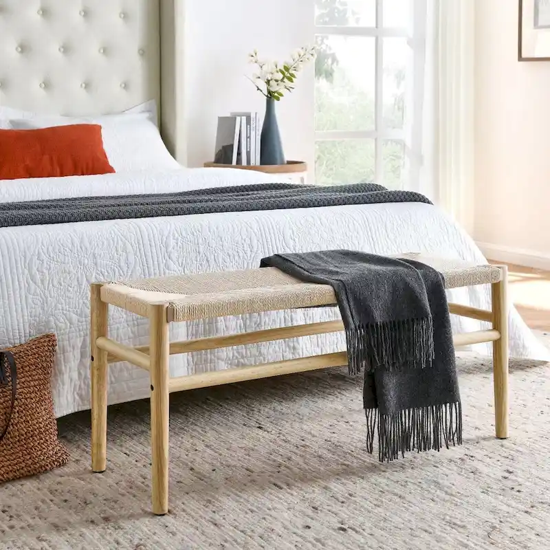 Natural Rubberwood Indoor Bench