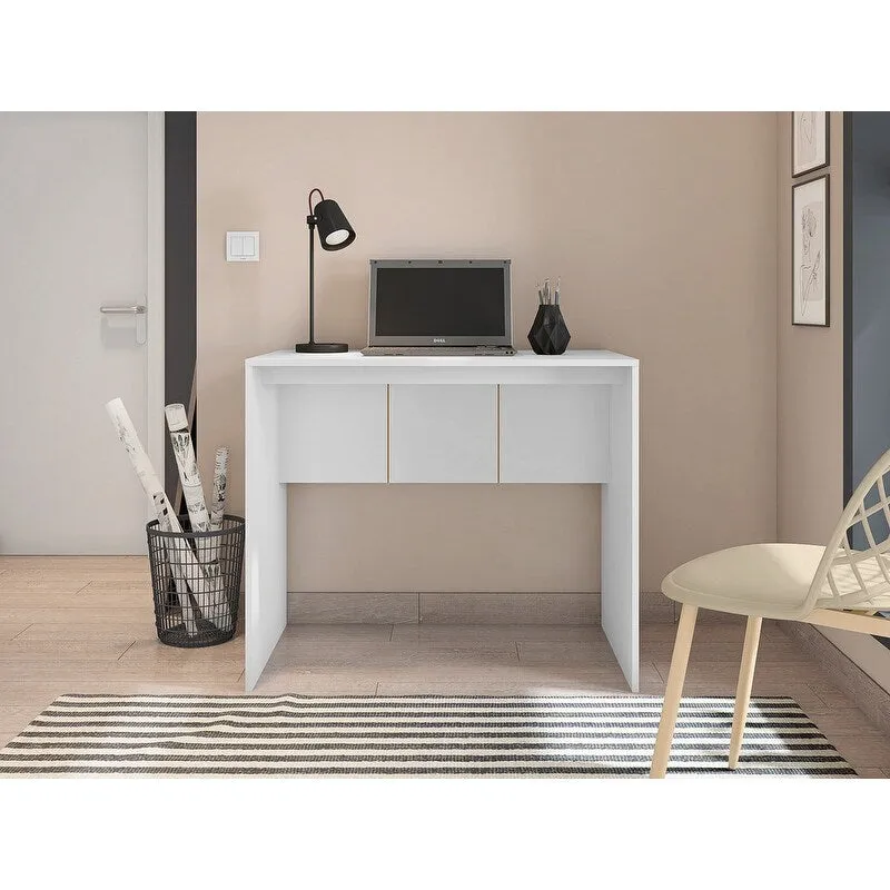 Modern Computer Desk 35 in Wide Home Office Desk Furniture for Small Spaces Minimalist Design Compact PC Laptop Study Table