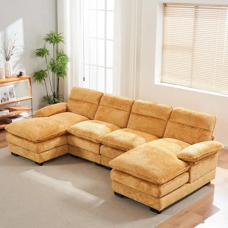 U-Shaped Chenille Sofa