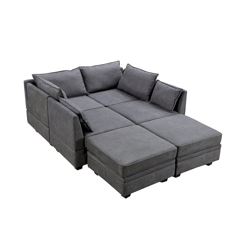 Modern U-Shape Modular Sectional Sofa, Convertible Sofa Bed with Reversible Chaise