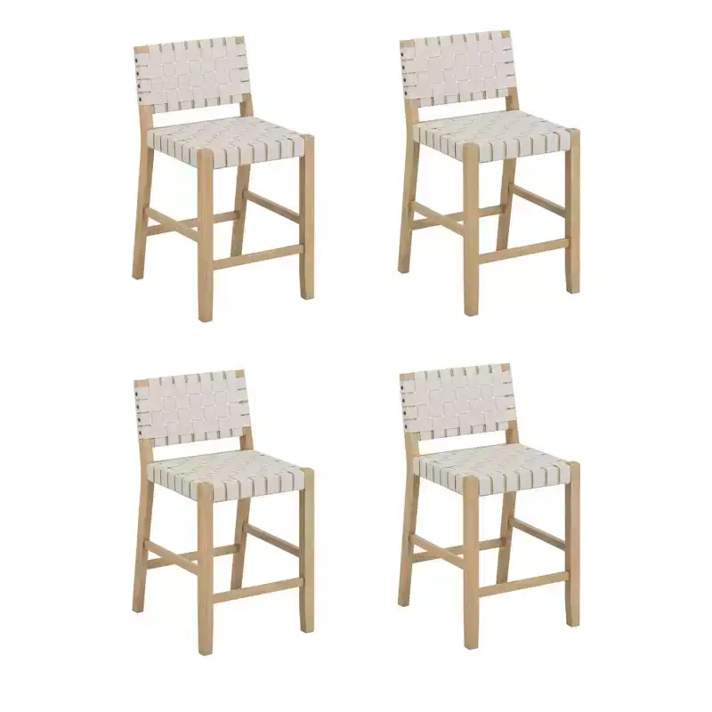 Nathan James Set of 4 Cohen Faux Leather Barstools White