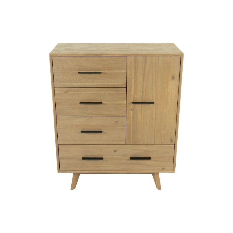 Contemporary Walnut Chest of Drawers - Modern Bedroom Storage Cabinet