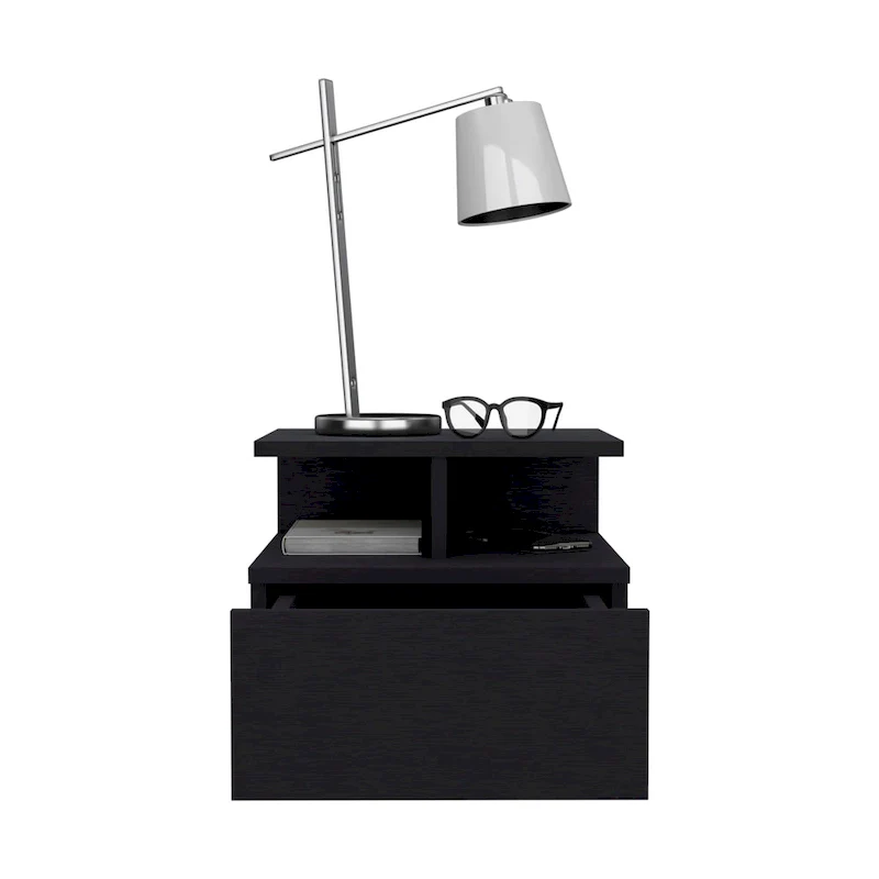 Adele Floating Nightstand with Open Shelf, Drawer, White