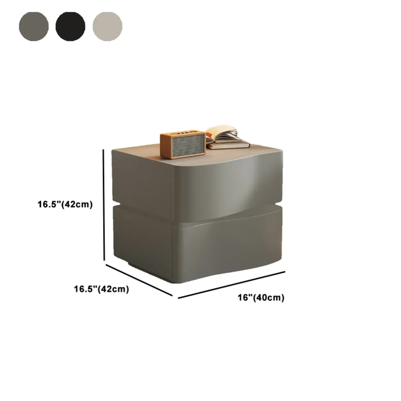 Stylish Black Wooden Wave 3 Drawers Nightstand