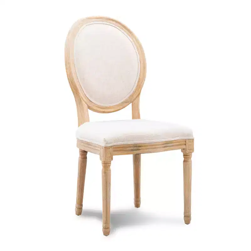 Set of 2 Manchester Upholstered Oval Back Chairs Natural - Linon