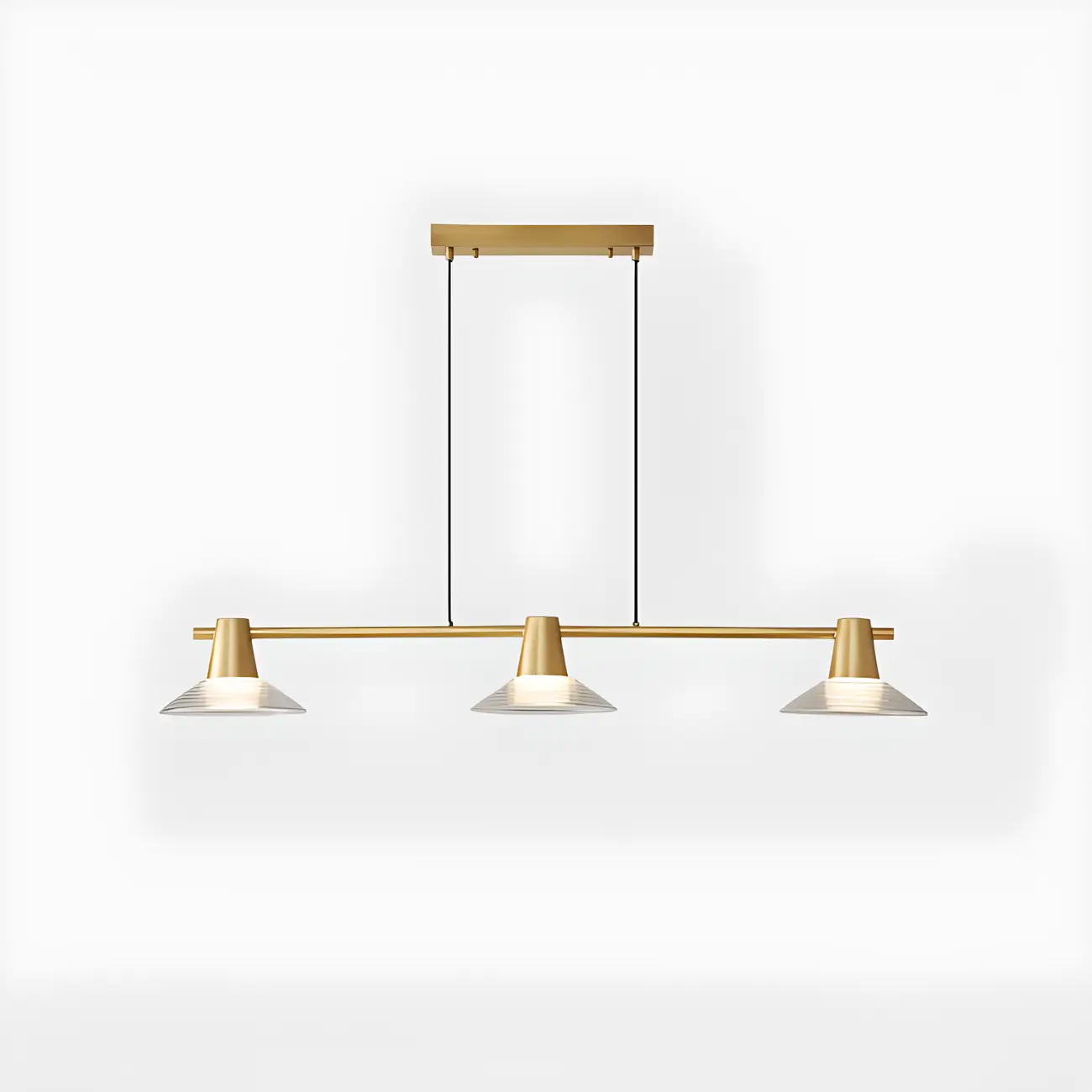 Modern Black Cone Glass 3-Light Island Light