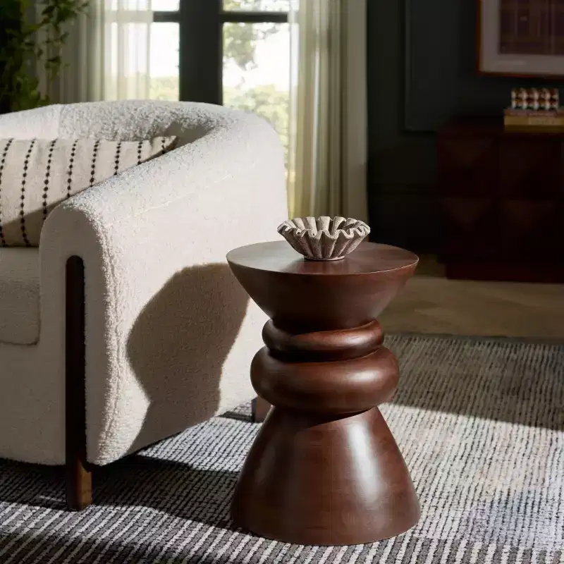 Ignacio Round Accent Table - ACC3263 - Walnut - Safavieh