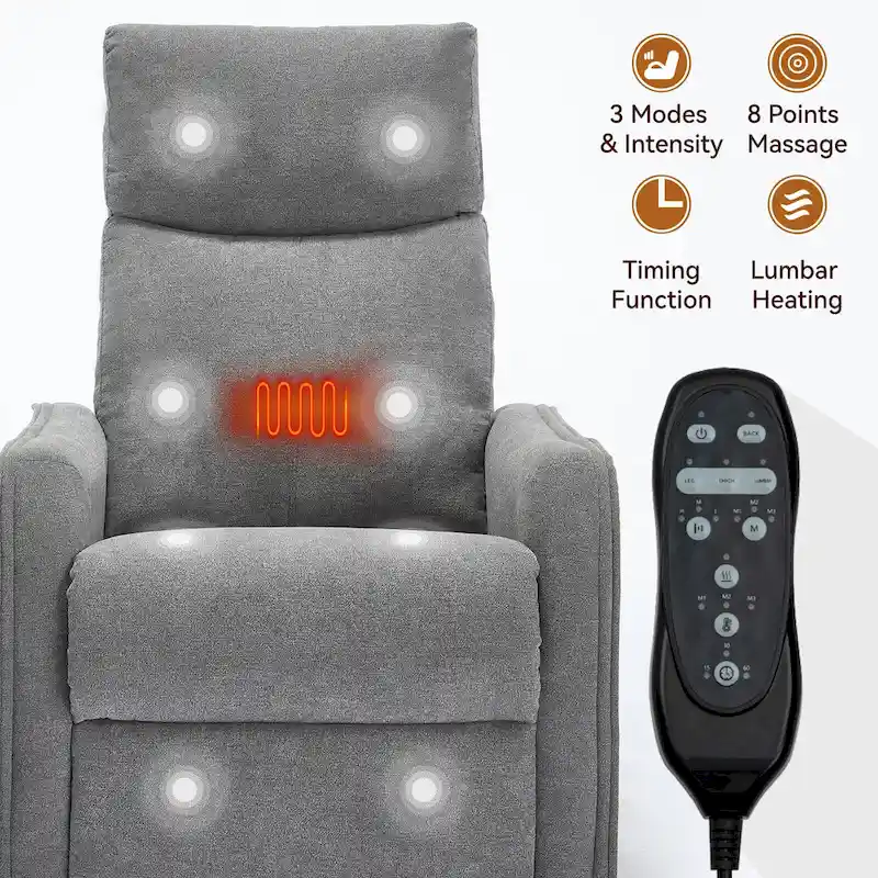 360 Swivel Rocker Recliner Chair with Massage and Lumbar Heating