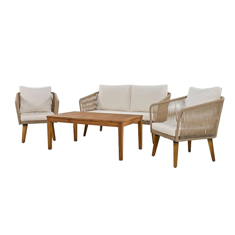 4 PCS Outdoor Patio Furniture Conversation Set