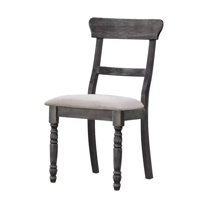 Set of 2 Wallace Side Chair Light Brown/Gray - Acme Furniture: Upholstered Linen, Turned Legs, Crosspiece Backrest