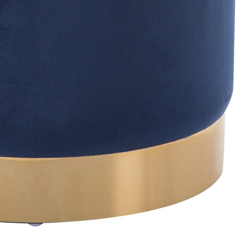 Small Round Velvet Ottoman Upholstered Foot Stool
