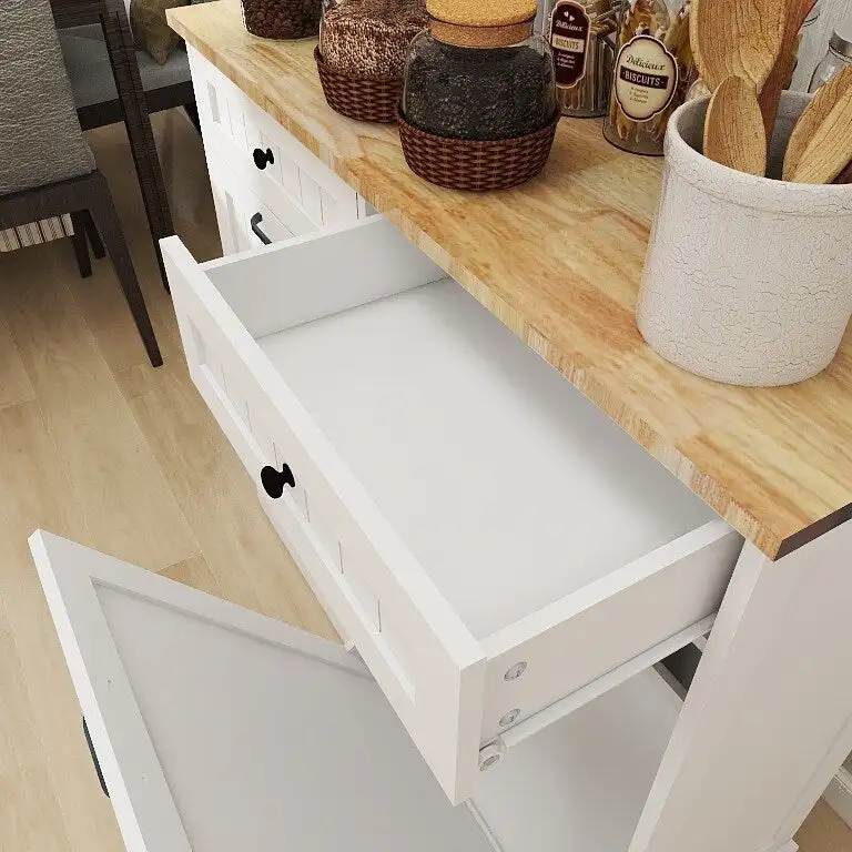 Kitchen Trash Cabinet with 2 Drawers