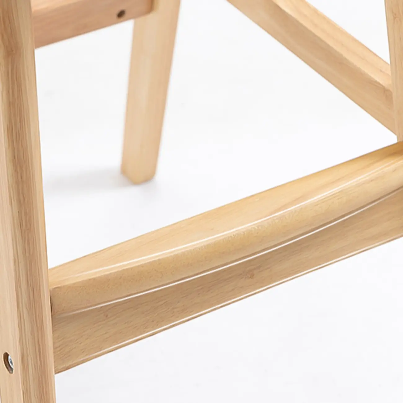 Scandinavian Wood Frame Leather Ergonomic Bucket Bar Stool