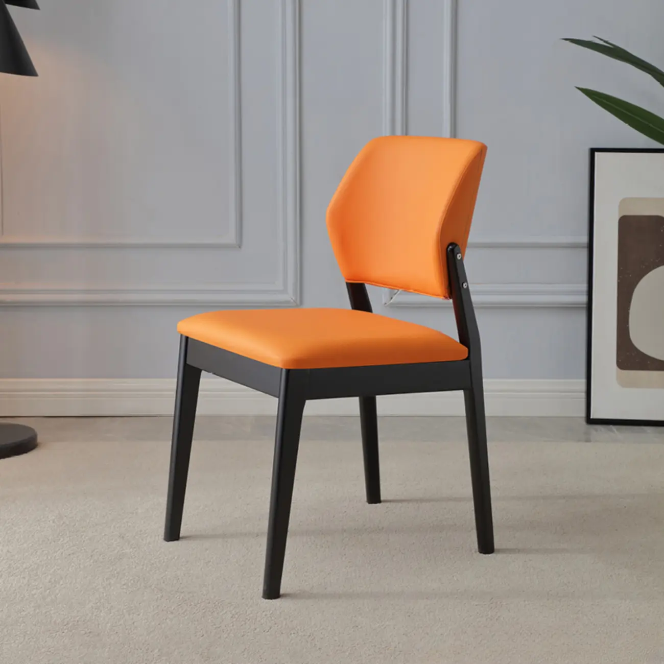 Scandinavian Faux Leather Low Back Dining Chair