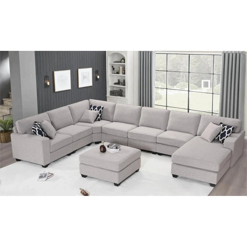 Modular Reversible Sectional Sofa (Grey / Dark Grey / Charcoal / Cream), Multi-Seat