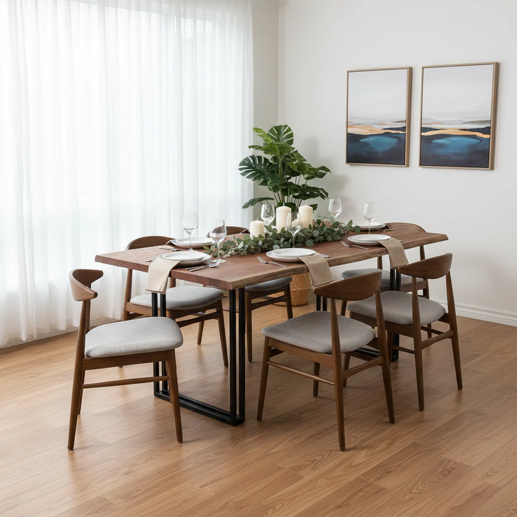 Solid Wood Dining Table - Brown