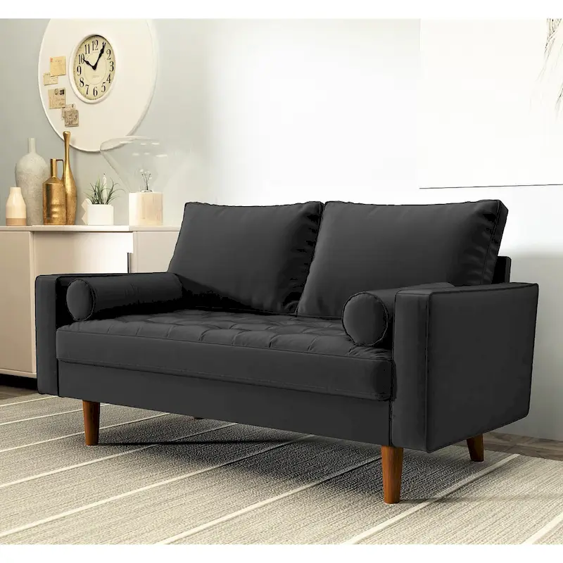 Luis Mid-century Modern Tufted Velvet Loveseat - N/A