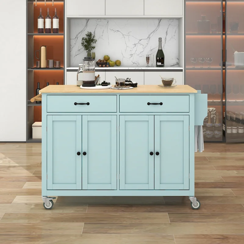 Homestyles Kitchen Island Finish with Wood Top Kitchen Cart