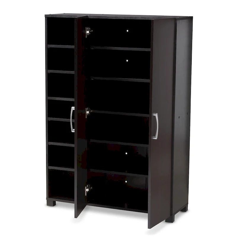 Contemporary Wenge Dark Brown Shoe Storage Cabinet