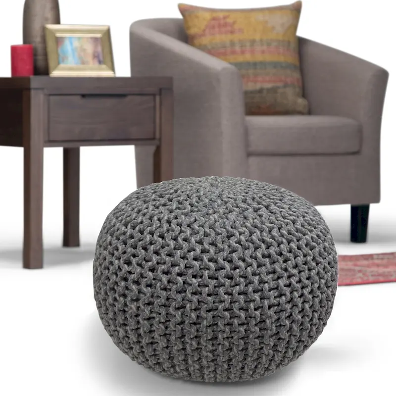 WYNDENHALL Rigby Boho Round Hand Knit Pouf