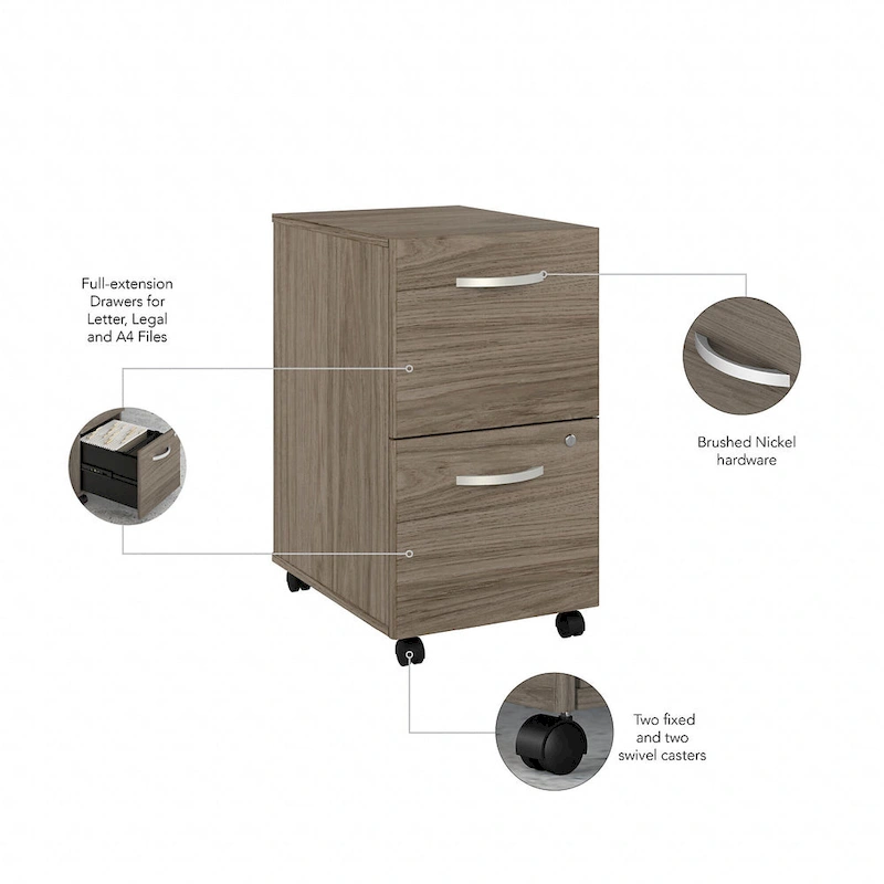 Hybrid 2 Drawer Mobile File Cabinet by Bush Business Furniture