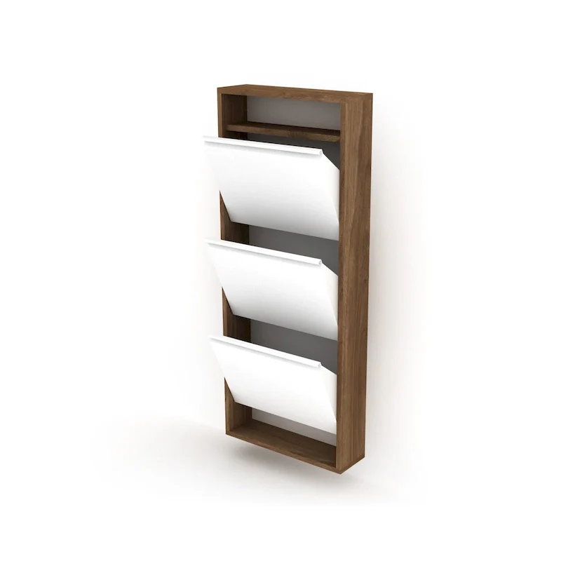 Wood Base Shoe Cabinet | Entryway Shoe Storage with Doors | Modern Style