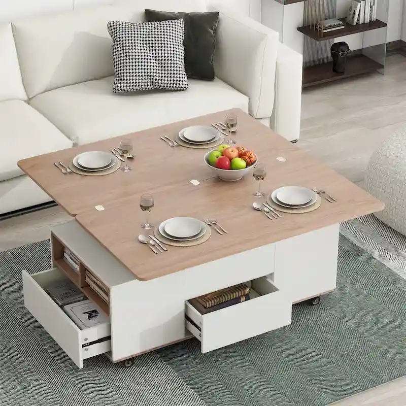 Lift Top Coffee Table with Storage Drawers