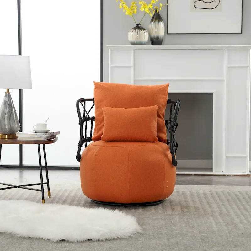 Upholstered Accent Chair with Metal Base