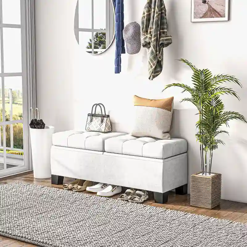 Upholstered End of Bed Bench with Steel Frame