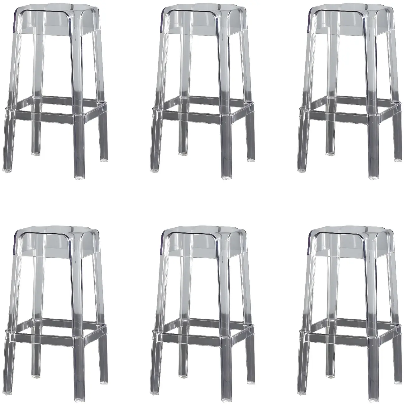 Modern Acrylic Four Legs Square Counter Bar Stool