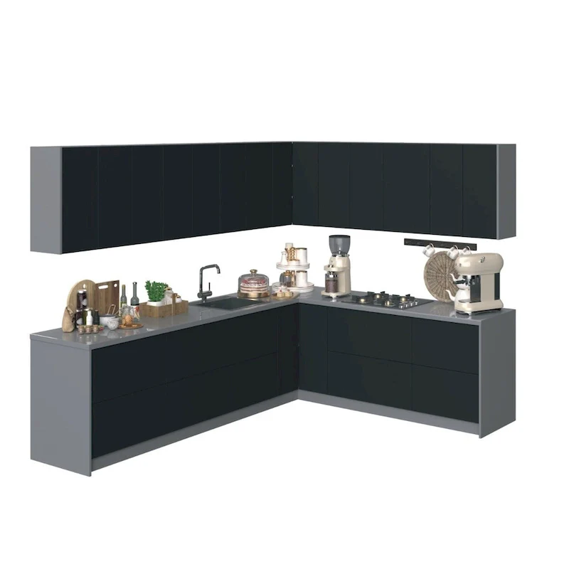 Silver / Black / White Modern Kitchen Cabinet Set – 10ft Wide (94×120)