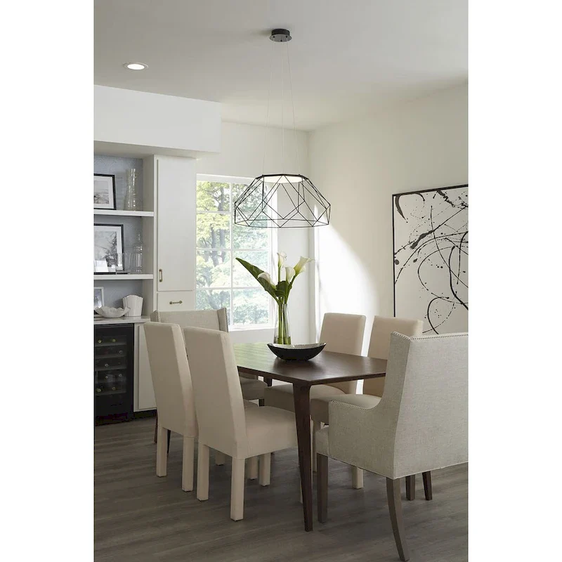 Geodesic LED Collection Matte Black LED Mid-Century Modern Large Pendant Hanging Light - 14.570  x 25.980  x 25.980