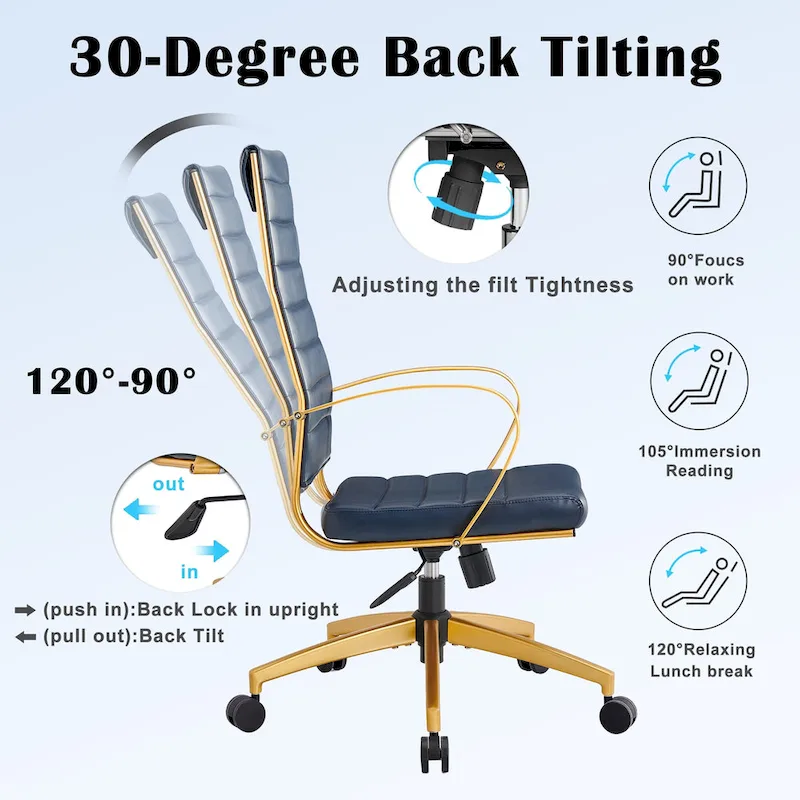 CAROCC Ribbed Computer Office Chair Adjustable Swivel High Back Desk Chair