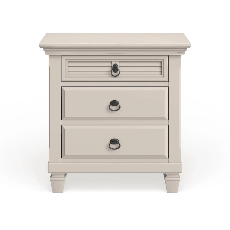 Gracewood Hollow Gregory White Pine Wood 3-drawer Nightstand