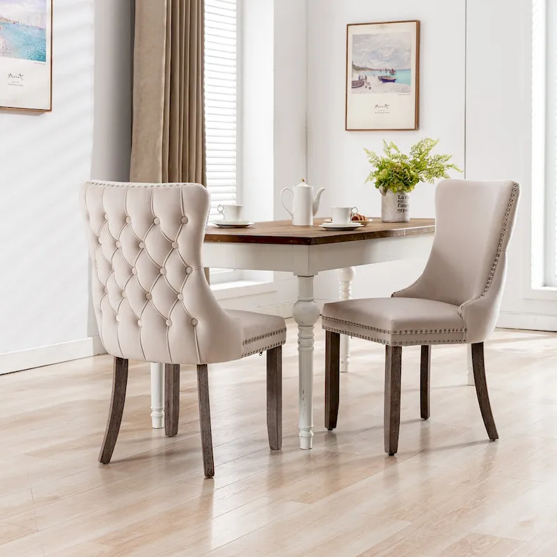 A&A Furniture Upholstered Wing-Back Dining Chair