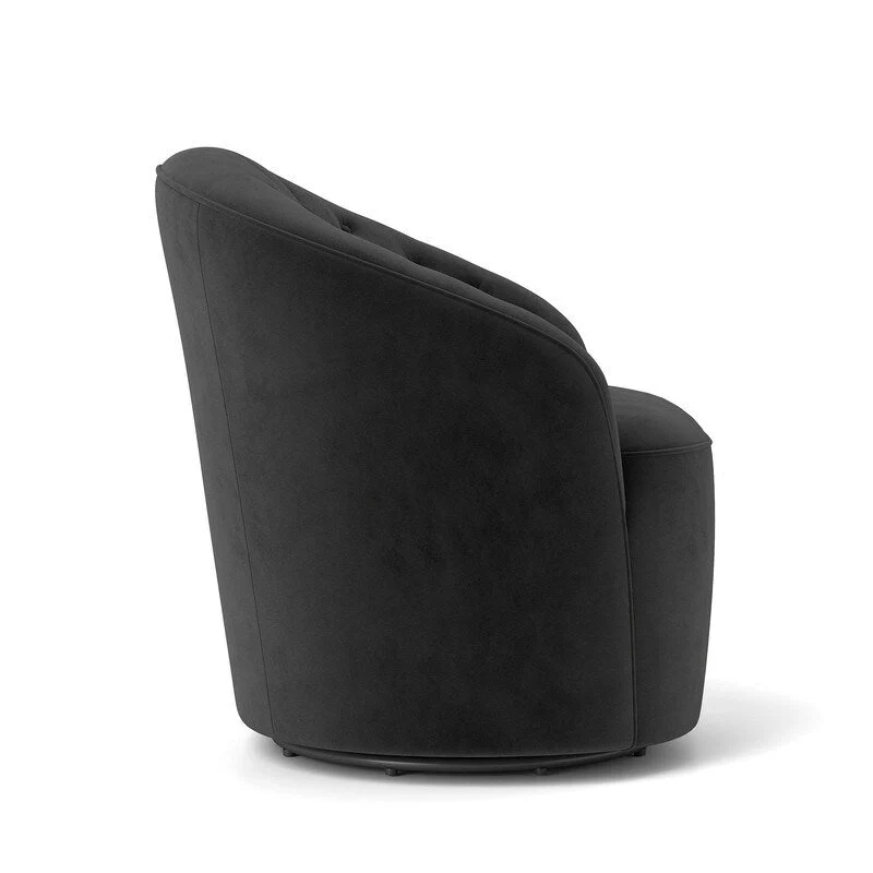 SEYNAR Modern Velvet Upholstered 360 Degree Swivel Barrel Chair with Button Tufted Back
