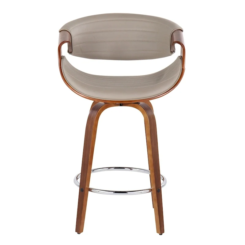 Faux Leather Counter Stool with Bent Wood Legs & Round Footrest (Set of 2)