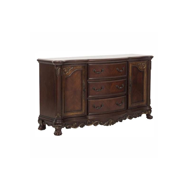 Shelby Cherry Traditional Fabric Oval Double Pedestal Dining Room Set