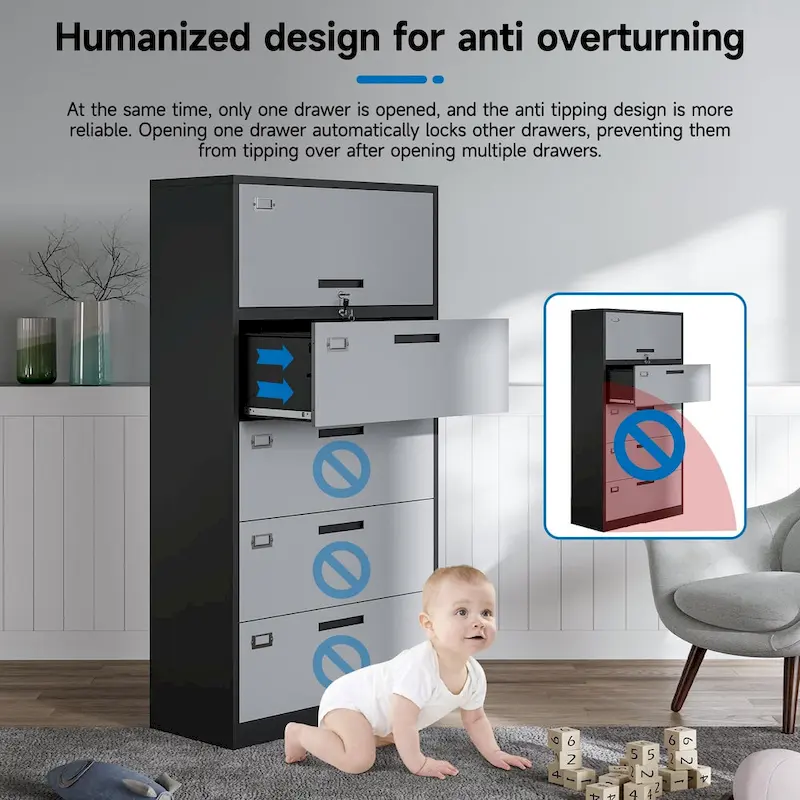 4-Drawer Lateral File Cabinet with Lock