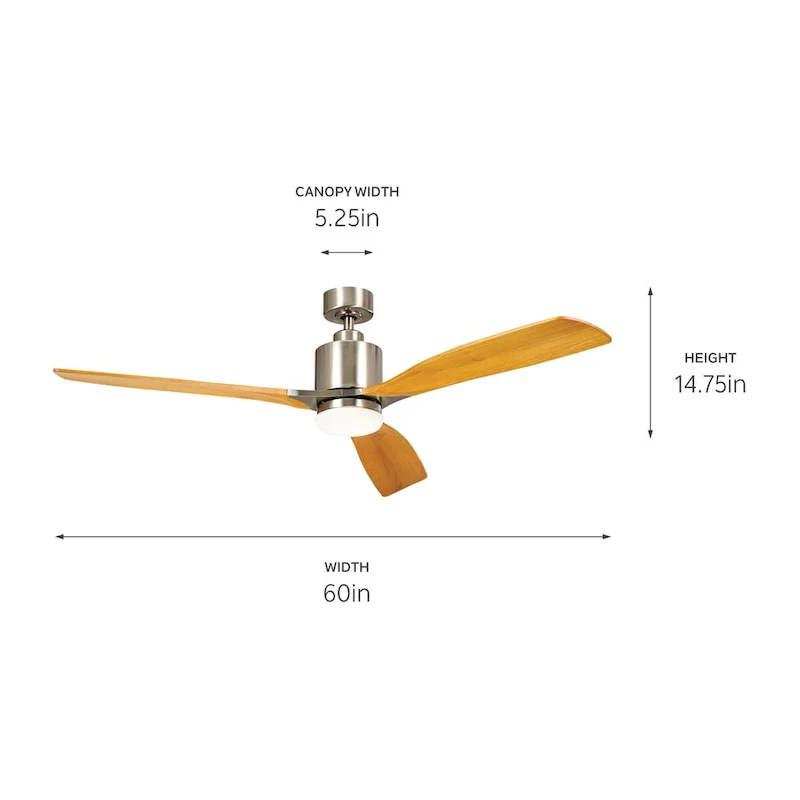 Kichler Lighting Ridley II 60 inch Integrated LED Indoor Brushed Stainless Steel Ceiling Fan