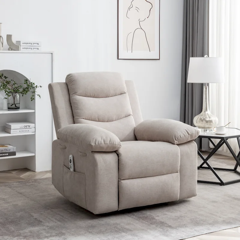 Electric recliner with seat heating and adjustable massage function