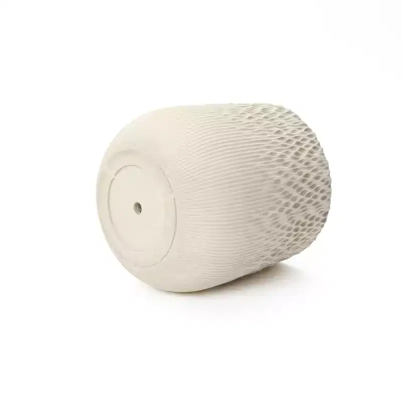 LuxenHome Antique Off-White Round Planter, Deep-to-Light Gradient Texture, Tapered Design