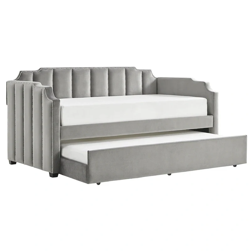 Glam Grey Velvet Daybed by